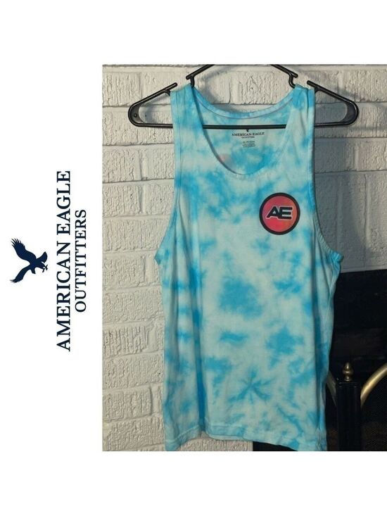 American Eagle Outfitters Tops - Y2K American Eagle tank top blue tie-dyed surf shirt top